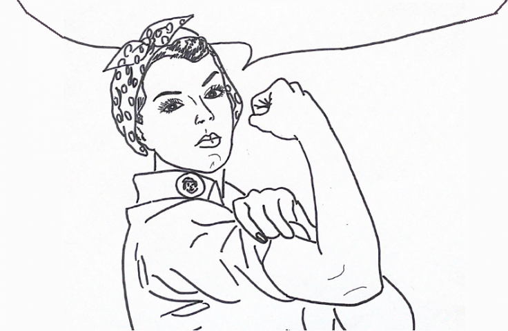 Cartoon of woman showing her strength