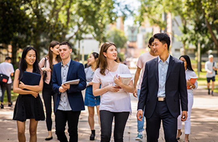 Students walking down UNSW walkway